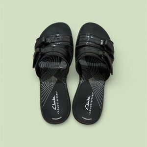 Clarks Women's Black Slide Sandals